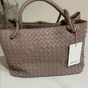 Quince Woven Tote in Mauve